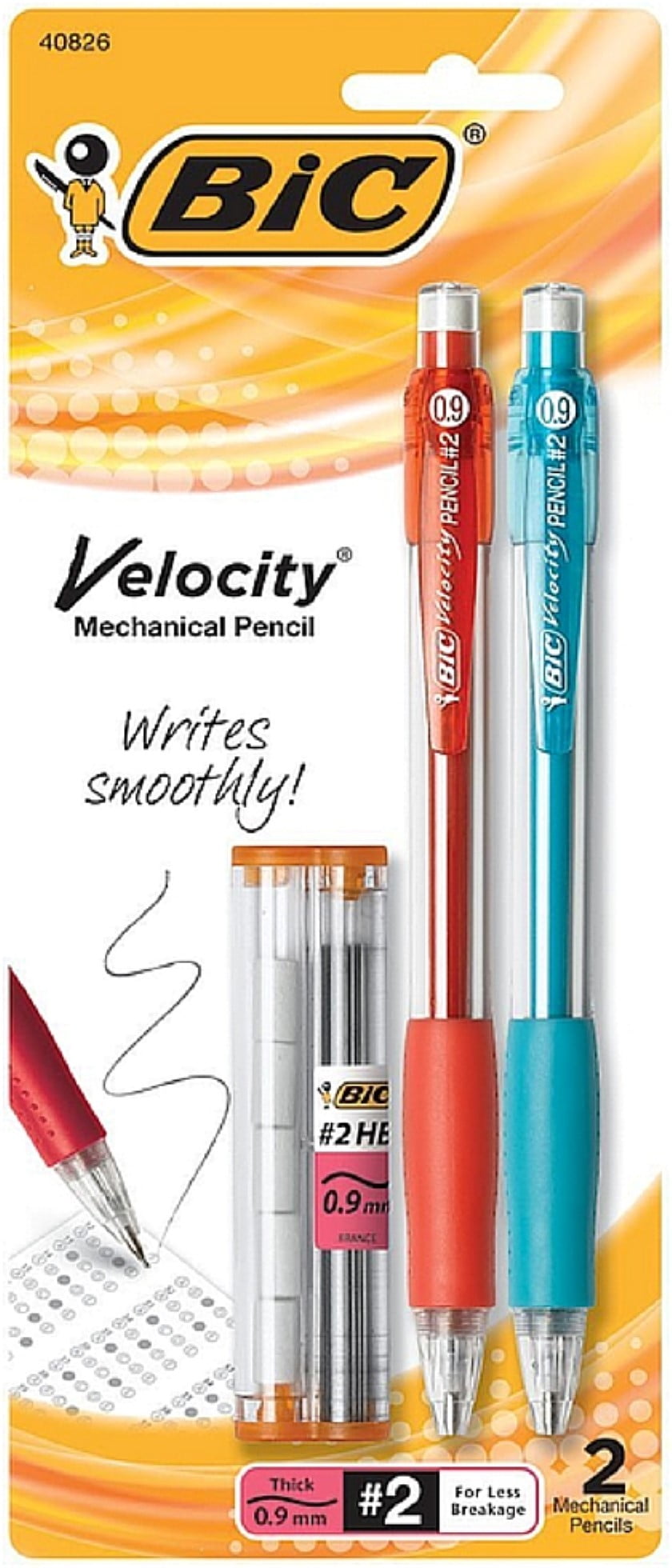 Bic Velocity Mechanical Pencil, Thick Point 0.9mm 2 ea (Pack of 2