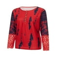 thumbnail image 3 of Womens Henley T Shirts Casual Lace Long Sleeve Patchwork Button Down Ribbed Slim Fit Tops Blue L, 3 of 9