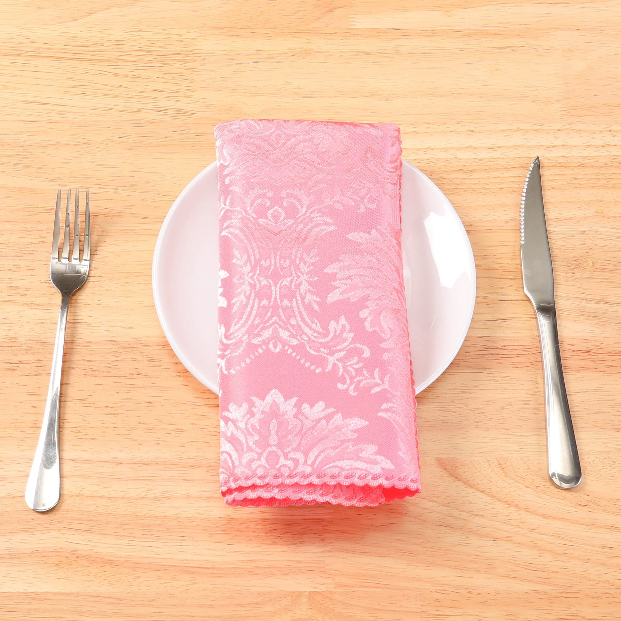 Unique Bargains 6 Pack Polyester Napkins Printed Floral Napkins for Party and Christmas Pink