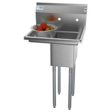 23 in. One Compartment Stainless Steel Commercial Sink with Drainboard, Bowl Size 10" x 14" x 10"  SA101410-10L3.