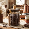 thumbnail image 4 of Glass Coffee Canister with Airtight Wooden Lid and Spoon, 20.3oz Food Storage Jar for Coffee Beans & Grounds, Tea, Sugar, Kitchen Pantry Organization, 4 of 6