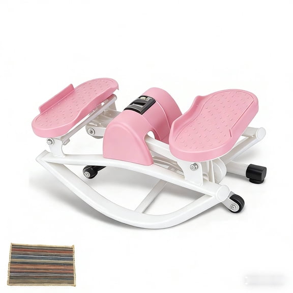Rock Stepper Step Side-to-Side Lateral Rocking Fitness Stepper Machine for Home Workout with Digital Resistance Bands Machine & Mat Pink
