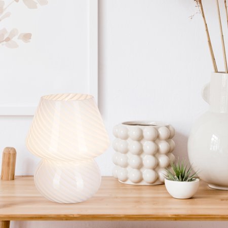 Catalina Lighting Mushroom Table Lamp, White Glass, White