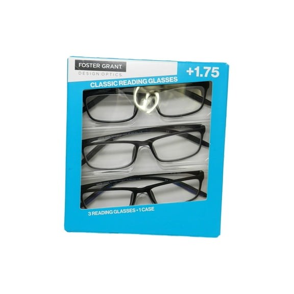 Design Optic By Foster Grant Classic Reading  Glasses  1.75, 3 Ct