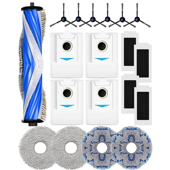 Accessories for ECOVACS DEEBOT T30 Omni/T30 PRO Omni/T30s Vacuum Replacement Parts Kit,1 Main Brush, 4 HEPA Filter, 6 Side Brush, 4 Mop Pads and 4 Dust Bag