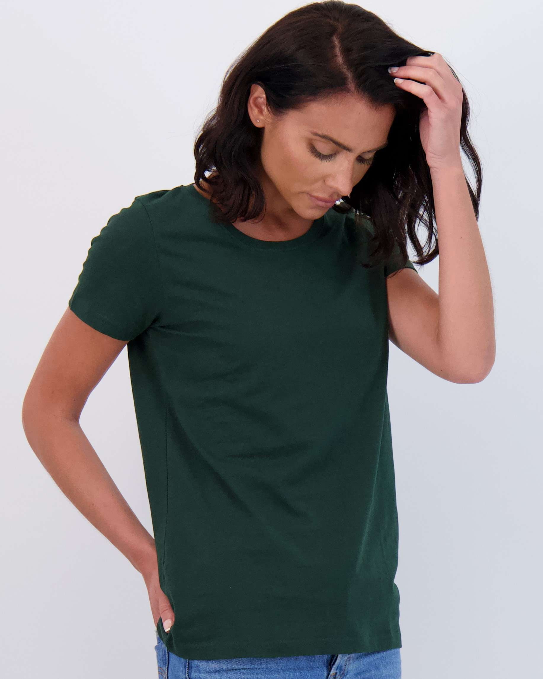 Real Essentials 4 Pack: Women's Classic-Fit Cotton Short-Sleeve Scoop Crew Neck T-Shirt (Available in Plus Size)
