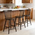 thumbnail image 3 of Dayalane Antique-style Windsor Bar Stools Set of 3, 24" Counter Height Barstools with Spindle Back & Turned Legs, Vintage Colonial Wooden Island chair for Kitchen Breakfast Bar Pub, Antique Brown, 3 of 11
