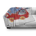 thumbnail image 3 of Cartoon Soft Flannel Fleece Throw Blanket, Watercolor Sketch of Young Blushed and Hare in Small Car Friend Travel, Cozy Plush for Indoor and Outdoor Use, 50" x 60", Blue Red White, by Ambesonne, 3 of 6