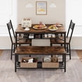 thumbnail image 4 of Eastvita Dining Table Set for 4 Rectangular Kitchen Table with Bench/2 Chairs/Wine Rack//Storage Benches in Rustic Brown for Small Space Apartments, 4 of 7