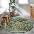 thumbnail image 3 of Round Rugs 4Ft, Teal Boho Round Area Rug Washable Indoor Throw Carpet, Ehtnic Modern Geometric Abstract Art Soft Non Slip Circle Rug for Kitchen Nursery Room Home Decor Aesthetic, 3 of 8