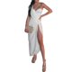 thumbnail image 3 of VISgogo Vestido de fiesta para mujer, sin mangas, con un solo hombro, con hendidura hueca, para cóctel, playa, vestido largo VISgogo  moda, 3 of 9