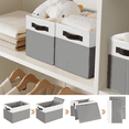 thumbnail image 5 of Criusia 4 Pack storage baskets for shelves with Lids and Handles, Storage Bins, Closet Organization and Storage Dividers for Clothing, Gray, 5 of 9