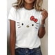thumbnail image 1 of Camiseta de Mujer Sanrio Hello Kitty - Estampado de Cara Icónica y Firma, Manga Corta Cuello Redondo, Top Casual de Verano Adecuado para Primavera y Verano, Ropa de Marca Icónica Lavable a Máquina, 1 of 6