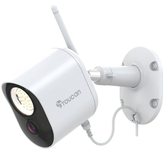 Toucan Floodlight Camera, Super Bright Light, No Monthly Fees, Waterproof, Wi-Fi, Two-Way-Talk, Plug-in Power, Night Vision