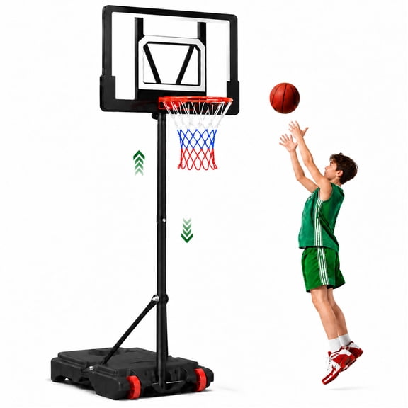 GVDV 33 Inch Basketball Hoop for Kids, 3.8-7 ft Height Adjustable Portable Basketball Goal System, Teens & Family, Indoor Outdoor Youth Basketball Hoop