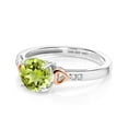 thumbnail image 4 of Gem Stone King 925 Silver and 10K Rose Gold Green Peridot and Diamond Women Engagement Ring (1.45 Ct Round Gemstone Birthstone, Size 8), 4 of 6