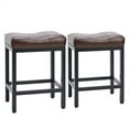 thumbnail image 2 of Set of 2 Bar Stools, Modern Table Chair with Leather Seat Cushion, Counter Stools Lounge Chair with Steel Frame for Home Kitchen Dining Room, 2 of 7
