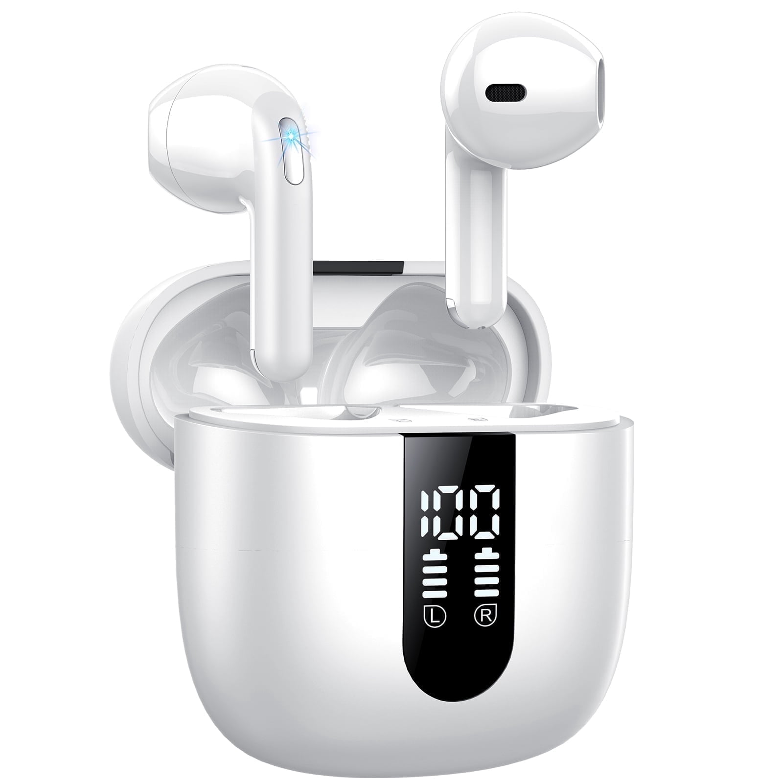Wireless Earbuds, Bluetooth 5.4 Headphones in Ear buds, HiFi Stereo Wireless Earphones with 4 ENC Noise Cancelling Mics, 40H Wireless Headphones with IP7 Waterproof, LED Display USB C, Mini Ultraligh