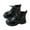Black, variant on BFHHYA Kids' Boys Girls Martin Boots Side Zipper PU Leather Lace-Up Boots Cozy Walking Ankle Boots for Casual Outings & Family Trips