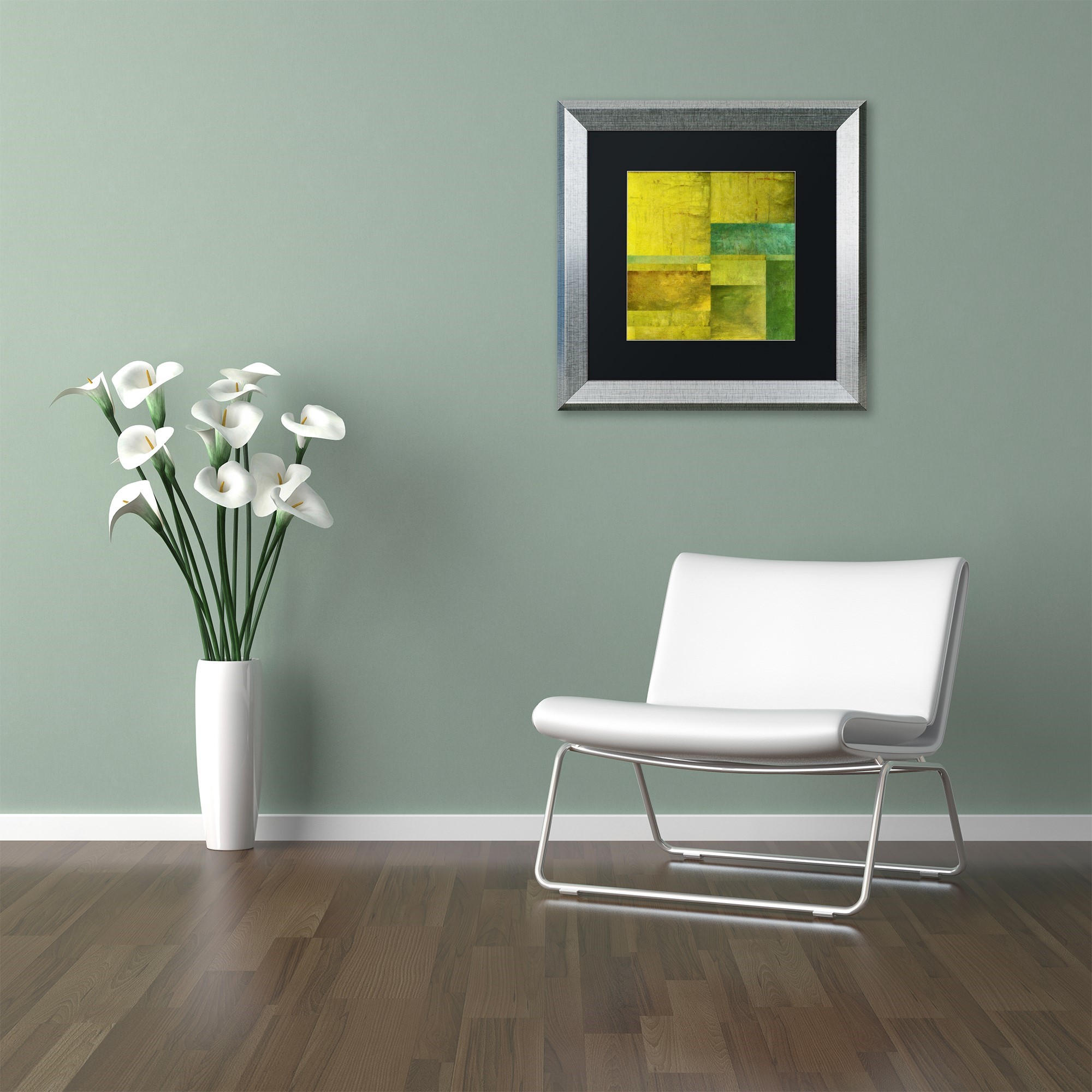 Trademark Fine Art "Essence of Green" Canvas Art by Michelle Calkins, Black Matte, Silver Frame