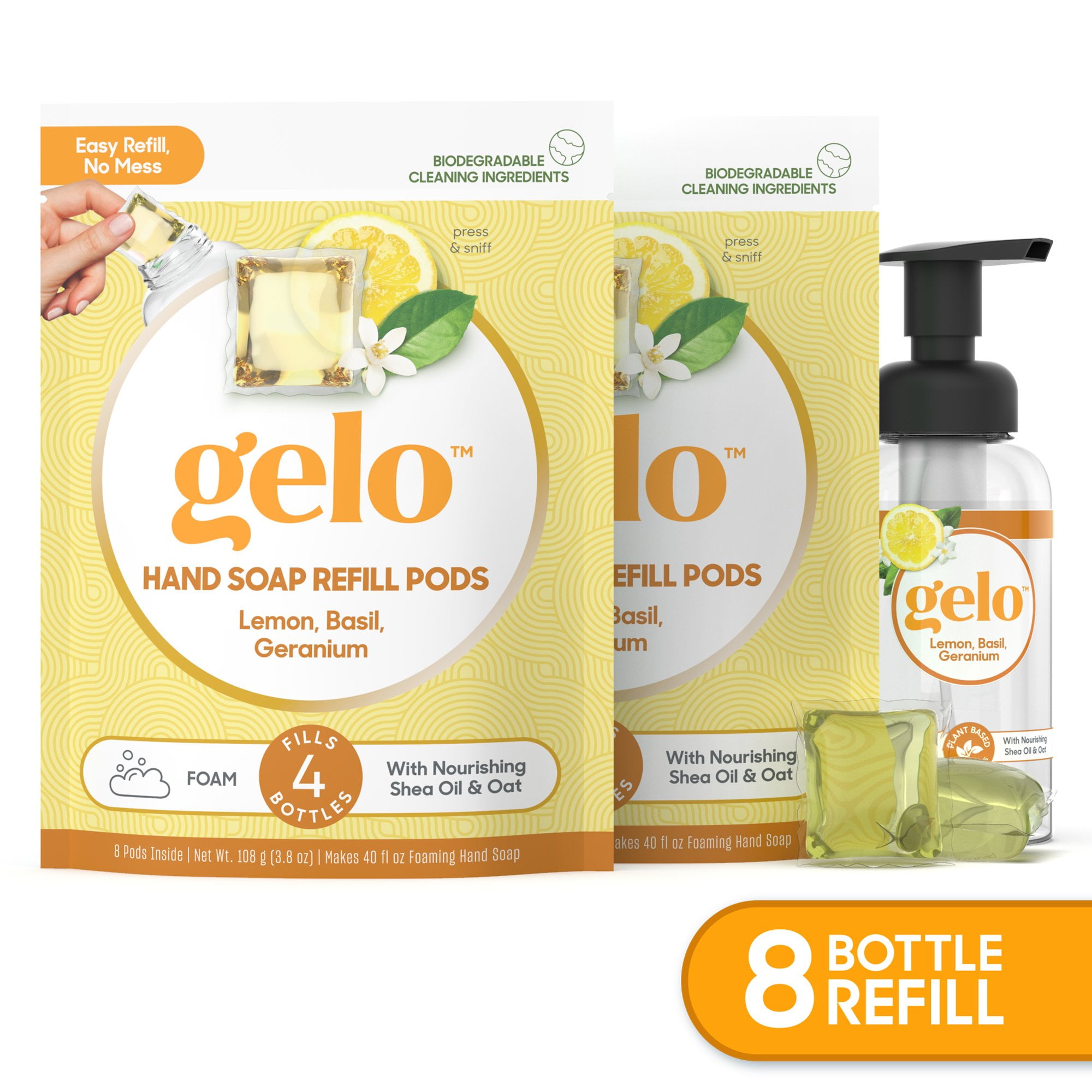 Gelo Foaming Hand Soap Value Pack | 80oz Refill + Reusable Bottle | Lemon & Basil