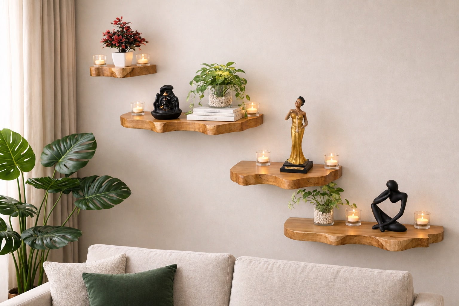 Wood Floating Shelves for Bathroom Living Room Bedroom Kitchen Farmhouse.