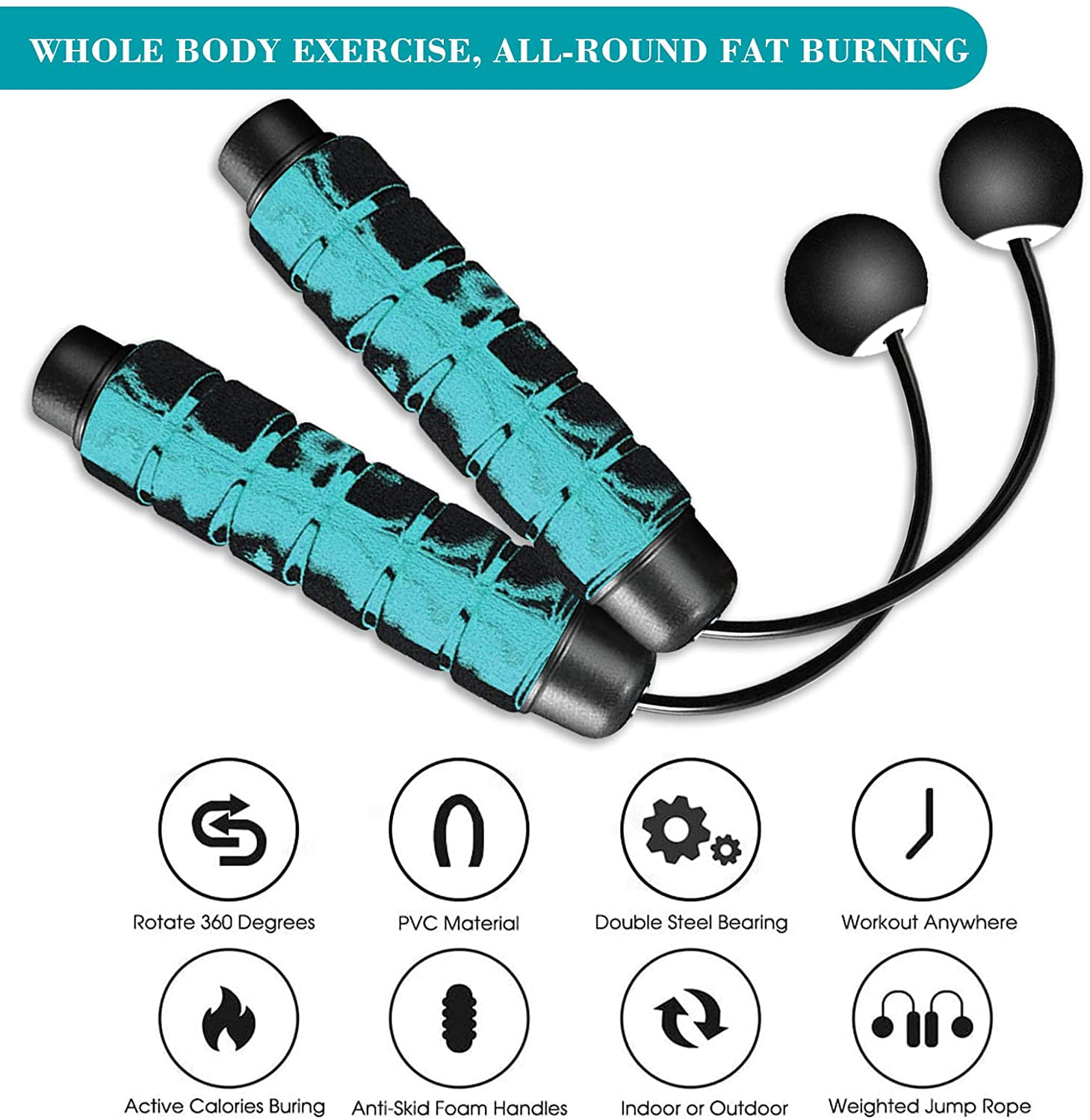 High Speed Skipping Rope for Narrow Space Ropeless Jump Rope for Crossfit Boxing MMA WOD Training Suitable for Different Ages and Levels Redify Weighted Cordless Jump Rope for Fitness
