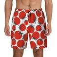 thumbnail image 2 of Picia Hand Drawn Tomatoes pattern Mens Swim Trunks with Compression Liner Stretch Beach Shorts Quick Dry with Zipper Pockets No-Chafing Board Shorts-, 2 of 9