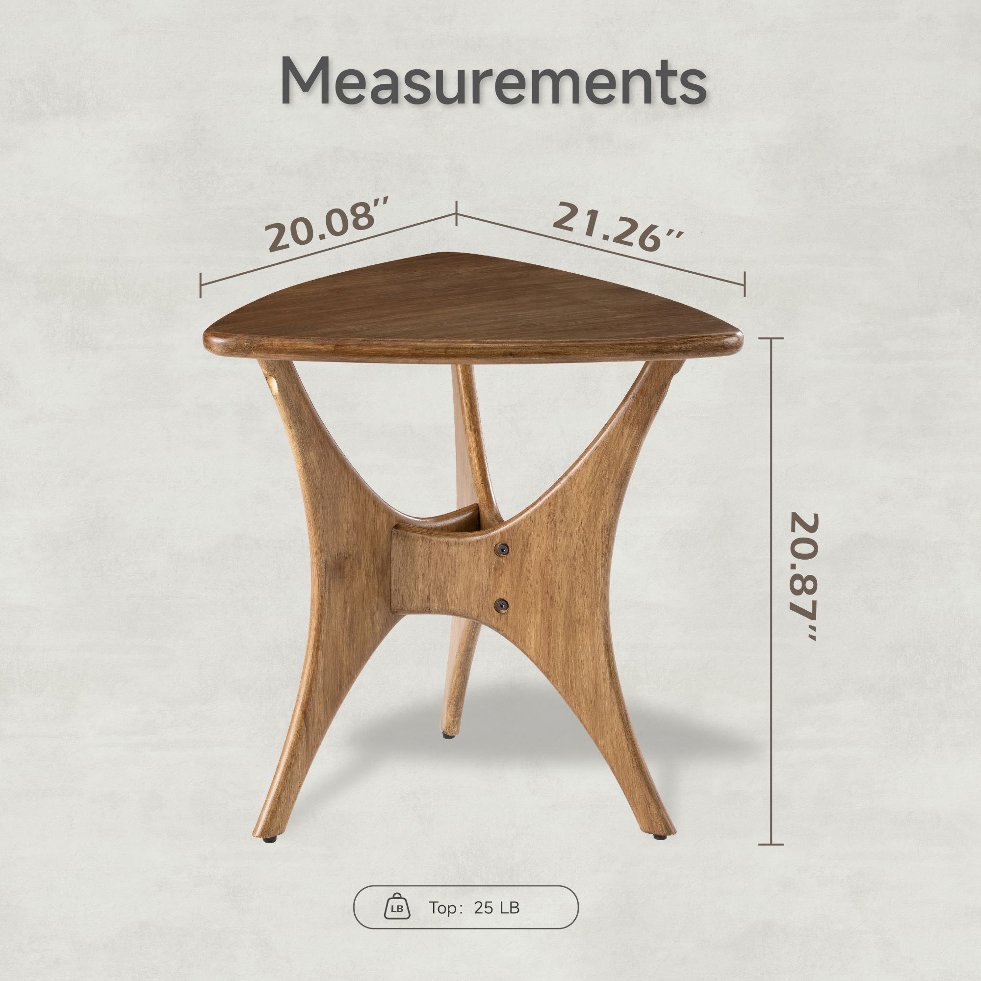 COZAYH Modern Triangle Wood End Table with Cross-Leg Rubberwood Base, Mid-Century Small Accent Side Table for Living Room, Easy Assembly, Natural, Brown