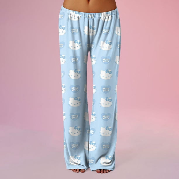 Pantalones de pijama Sanrio Hello Kitty Pajamas Pants for Womens Cute Hello Kitty Pajama Pants Printed Home Pants Sleeping Pajama Pants Spring Long Pants Pajama Pants Yoga Pants