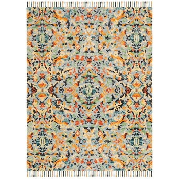 SAFAVIEH Blossom Everitt Floral Wool Area Rug, Blue/Multi, 10' x 14'