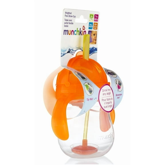 Munchkin Click Lock 7-Ounce Weighted Straw Flexi Cup (Orange)