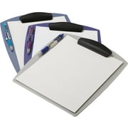 Storex Plastic Letter Clipboard, Portable Writing Surface with Pencil Holder, Silver, 12-Pack