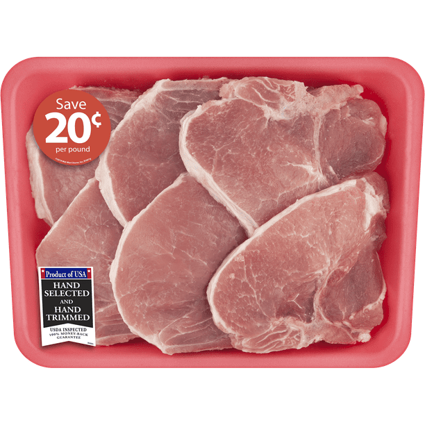 Pork Center Cut Loin Chops Bone-In Family Pack, 3.0 - 3.5 lb - Walmart.com - Walmart.com