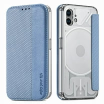Dteck Case for Nothing Phone (1) with Card Slots, Slim PU Leather Folio Flip Stand Case Clear TPU Back Protective Cover, Blue