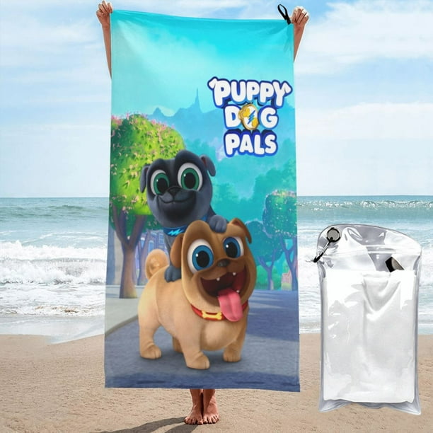 Toalla de playa Puppy Dog Pals, suave, de secado rápido, resistente a la arena, para piscina, yoga, gimnasio, camping, toallas de baño ligeras, regalo para niños, niñas, niños y adultos, 31,5 x 63