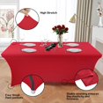 thumbnail image 2 of Nappe Rouge 8 Pieds pour Table Rectangulaire Nappe Extensible Rectangulaire Ajustée en Spandex 8 Pieds pour Anniversaire, Cocktail, Mariage, Banquet Fête en Plein Air, 2 of 6