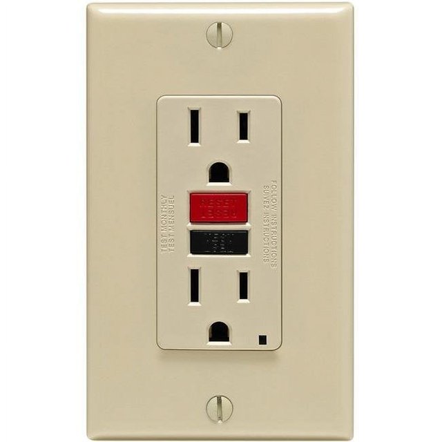 Leviton Mfg C21-GFNT1-RNI Self-Test 15A GFCI Outlet With Wall Plate- Ivory