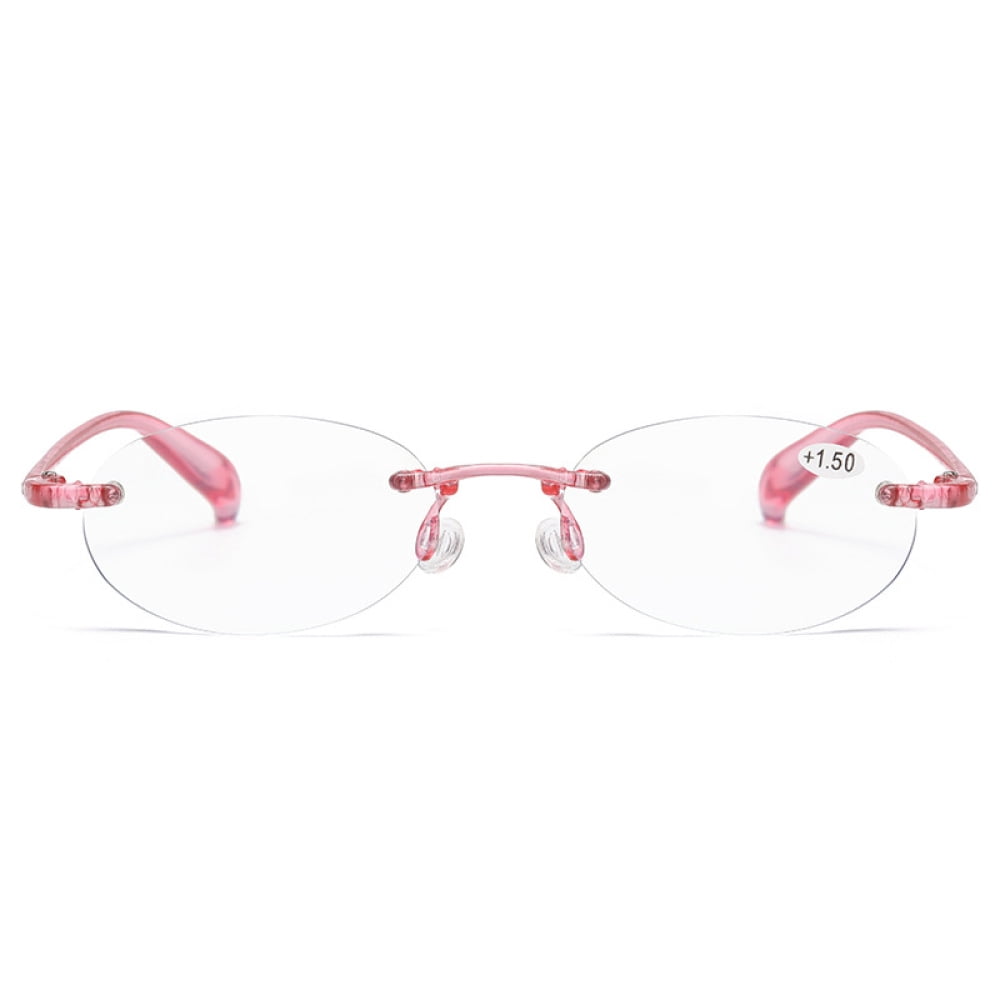 3 Pairs of Pink Frameless TR90 Anti-blue light Reading Glasses 3.00 for Women Rimless Presbyopic Glasses Lightweight Over Readers +3.0