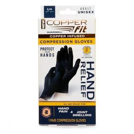 Copper Fit SMALL/MEDIUM 6018514 Guardwell Hand Protection Anti-microbial Gloves - 2 pk