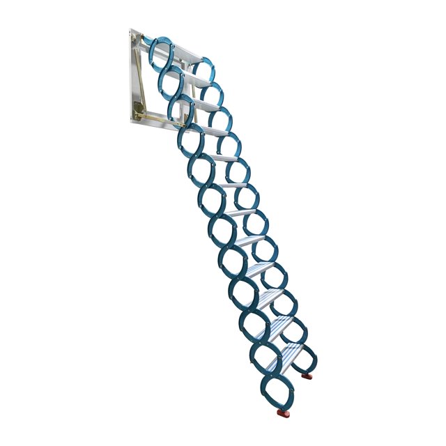 9.8ft Wall Mounted Attic Extension Ladder Pull-down Attic Stairs Blue-white Mg-Al Alloy