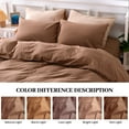 thumbnail image 2 of NEXHOME PRO Duvet Cover Set 100% Washed Cotton 3 Pieces Linen Breathable Soft Durable Duvet Cover Bedding Set with Zipper Closure, Queen Size Rust Brown (Comforter Not Included), 2 of 5