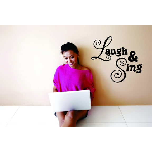 Custom Wall Decal Sticker : Laugh & Sing Happiness Motivational Inspirational Life Quote Teen Girl Bedroom 12x18 Inches