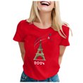 thumbnail image 1 of TINZ T-Shirt pour Femme Été Haut à Manches Courtes Col Rond Haut à Motif Haut Décontracté Chandails de Football pour Dames Chandails d'Été pour Femmes T-Shirt à Manches Courtes, 1 of 4