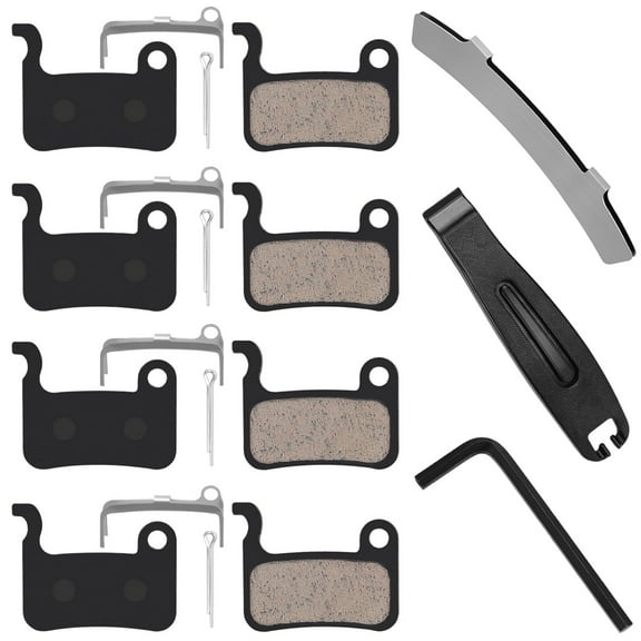 4 Pairs Bike Brake Pads, with 3 Installation Tools, Compatible for Shimano Brake Pads Deore XT SLX Hone Alfine Saint LX M596 M595 XTR M975 M966 M965 Disc Brake MTB Bicycle Brake Pads
