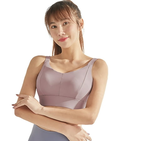 Fjuchai Womens Plus Size Bra Female Shockproof Sports Bra Solid Color Tank Underwear S-XXXL