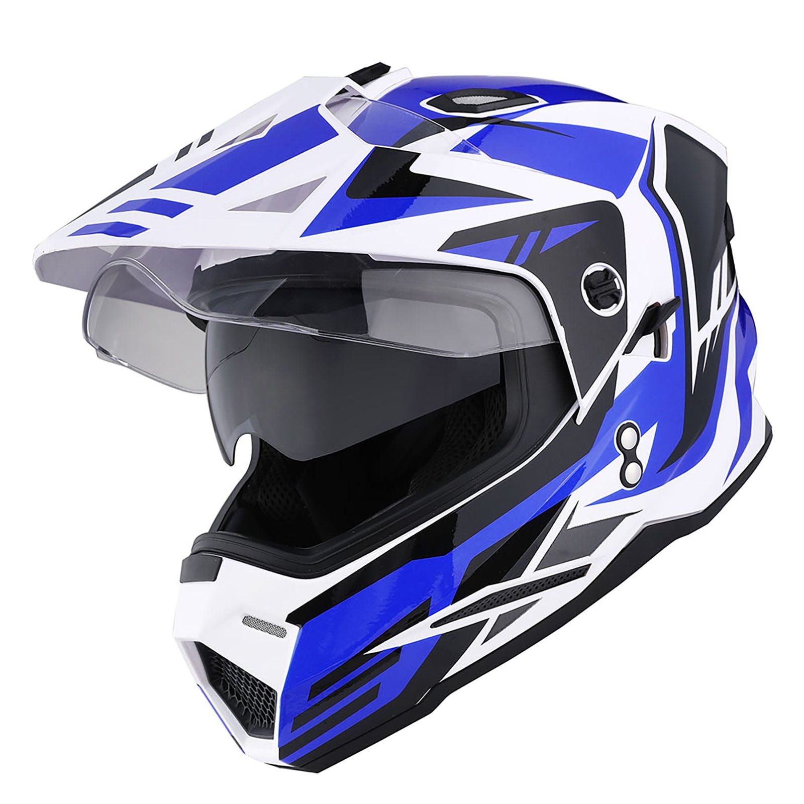 1Storm Adult Motorcycle Motocross Dual Sport Off Road Full Face Dual Visor Helmet F802CLS Storm Force Blue