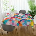 thumbnail image 3 of Yayeee Tablecloths 60" x 90" Rectangle Wrinkle Resistant Party Table Cover, Blue Colorful Circles, 3 of 8