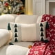 thumbnail image 1 of Funda de cojín con diseño de árbol de Navidad | Lona bordada verde y blanca con borlas | Cojín decorativo navideño de 30 x 50 cm para sofá y dormitorio, 1 of 6