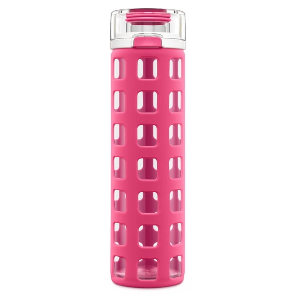 Botella de agua Ello Syndicate de vidrio reutilizable de 600 ml, color rosa